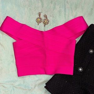 XS Bondage Hot Deep Pink NWOT Off shoulder sweetheart